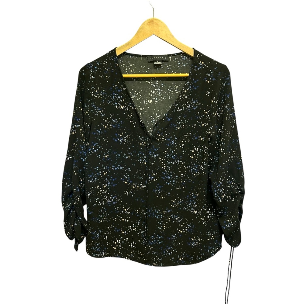 Sanctuary Black Blue White Starry Blouse Size S